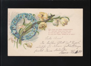 Ein Kranz aus blauen Vergissnichtmein Blumen Kranz, Sittensen /Zeven 6.+7.2.1901