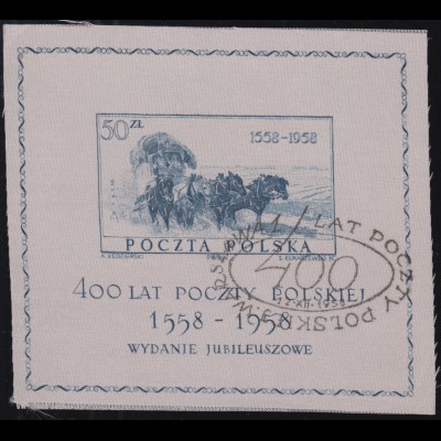 Polen Block 22 Polnische Post auf Seidenpapier 1958, ESSt Warschau 12.12.58