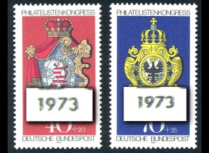 764-65 IBRA 1973 - je Marke mit Doppeldruck der Jahreszahl, beide **