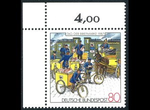 1337 Tag der Briefmarke 1987 - Passerverschiebung schwarz, Ecke oben links, **