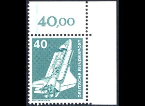 850 IuT Weltraumlabor 40 Pf - Farbstrich in Markenfarbe links oben, Ecke o.r. **