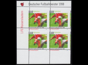 2010 Fußball Kaiserslautern - stark verzähnter Rand-Viererblock, ** postfrisch