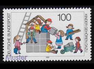 1435 Kinder gehören dazu: Kinder bauen ein Haus, Muster-Aufdruck