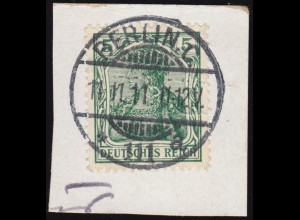 Germania 5 Pfennig auf Briefstück: Schnapszahl BERLIN 111 - 11.11.11. - 11-12