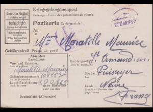 Kriegsgefangenenpost Stalag XI B, Tarnstempel 20.7.1944, nach Frankreich