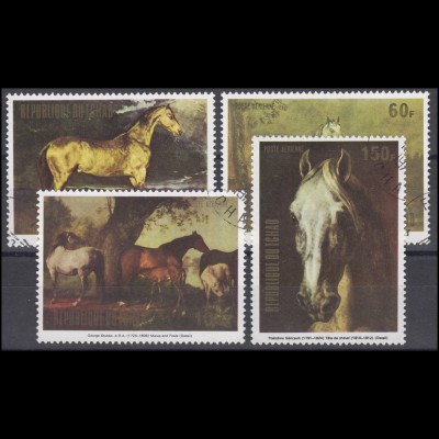 Tschad: Gemälde / Paintings Pferde Stuten Fohlen / Horses Mares Foals, Satz O