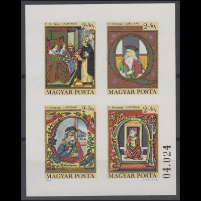 Ungarn: Tag der Briefmarke 1979 & Corvinak Das Buch, Kleinbogen GESCHNITTEN **