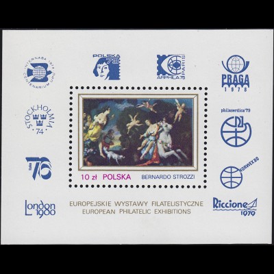 Polen: Europäische Ausstellungen in der Philatelie Gemälde Strozzi 1990 Block **