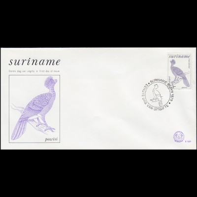 Surinam Vogel Powisi - Das Hokkohuhn auf Schmuck-FDC von 1979