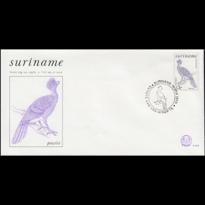 Surinam Vogel Powisi - Hokkohuhn 1979 auf Schmuck-FDC