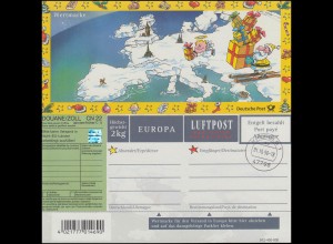Päckchenadresszettel PZ 7/01 Weihnachten EUROPA, Ersttagsstempel KREFELD 1.10.98