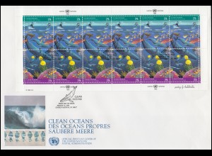 UNO New York 627-628 Saubere Meere als Kleinbogen auf Schmuck-FDC 1992