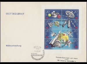 1636-1643 Bemannte Weltraumflüge 1971 - Kleinbogen auf Schmuck-FDC ESSt Berlin