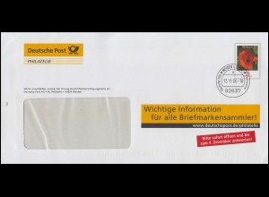 Plusbrief F 173 Klatschmohn: Info für alle Briefmarkensamler WEIDEN 13.11.06