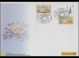Euro-Einführung: Gültigkeit nur noch Euro und Doppelnominale Bf. SSt Bonn 1.7.02