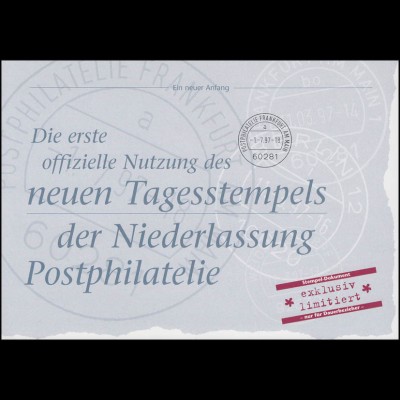 Dokumentation: Neuer Tagesstempel der NL Postphilatelie Bl.39 documenta 1.7.97