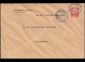 Landpost-Stempel Dünzling über REGENSBURG 2 - 25.3.1937 auf Brief nach München