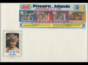 Pitcairn-Inseln: Kinderzeichnungen-Kinderalltag & Weihnachten, Block Schmuck-FDC