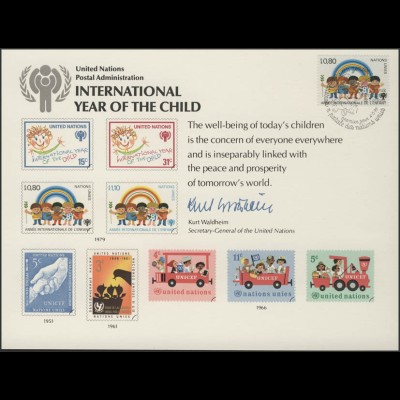 UNO Genf: Kinder verschiedener Nationen mit Regenbogen,Gedenkblatt ESSt Genf