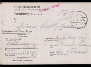 Kriegsgefangenenpost Stalag XI B, Tarnstempel 12.3.1942, nach Frankreich