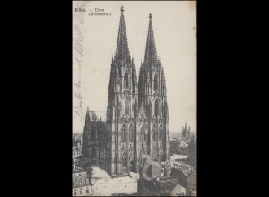 AK Köln - Kölner Dom (Westseite), CÖLN 21.11.07 nach Hildesheim