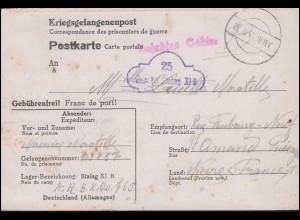 Kriegsgefangenenpost Stalag XI B, Tarnstempel 27.10.1941, nach Frankreich
