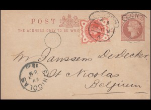 Großbritannien Postkarte 1/2 P. Königin Viktoria mit Zusatzfr. LONDON 28.6.1890