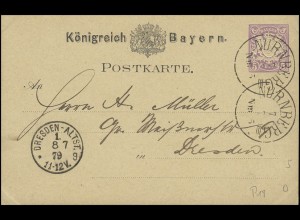 Bayern Postkarte 5 Pf. NÜRNBERG III.-7.7.79 nach DRESDEN-ALTSTADT 1.-8.7.79