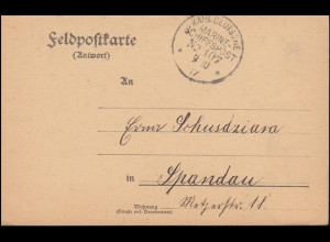 DEUTSCHE MARINE-SCHIFFSPOST No 107 - 9.10.1917 SMS Derfflinger auf Feldpostkarte