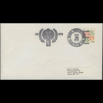 USA: Blumen, Brief mit SSt Briefmarkenausstellung MIDAPHIL Kansas