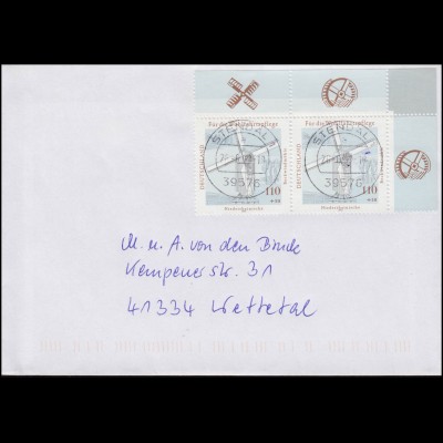 1950 Niederrheinische Bockwindmühle ER-Paar ob. rechts MeF Brief STENDAL 26.6.02