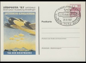 PP 106/150 SÜDPOSTA'87 Luftverkehr Tag der Briefmarke SSt. Sindelfingen 25.10.87