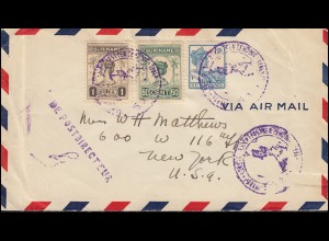 PAA Rückflug Paramaribo (Surinam) nach New York (USA) mit Flugpost-O 25.9.1929