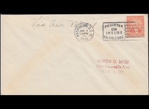 Flugpost WASHINGTON 1.1.1932 Werbe-Stempel Register or Insure valuable Mail