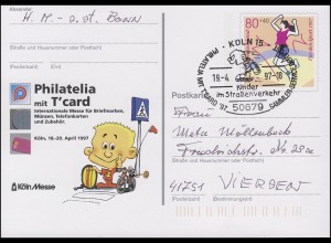 PSo 45 Philatelia Köln mit T'card mit SSt Kinder im Straßenverkehr 19.4.97