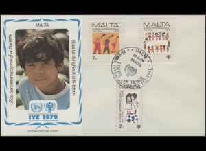 Malta: Kinderzeichnungen, 3 Werte, Satz auf Schmuck-FDC