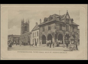 Ansichtskarte Peterborough/England:Town Hall and St. Johns-Church, ungebraucht