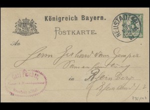 Bayern Postkarte NEUSTADT/HAARDT 16.3.93 nach Rheinberg/Rheinland