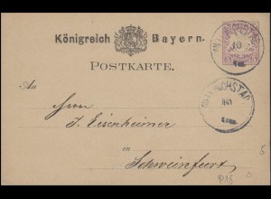 Bayern Postkarte 5 Pf. MELLRICHSTADT 10.2.80 nach SCHWEINFURT