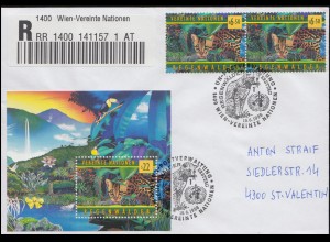 UNO Wien Block 9 WHO Schutz des Regenwaldes Ozelot R-FDC ESSt WIEN 1 - 19.6.1998