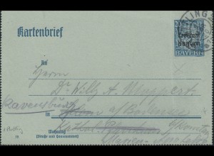 Bayern Kartenbrief Freistaat PLATTLING 9.3.20 nach Ravensburg