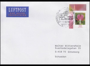 2547 Tränendes Herz Lamprocapnos spectabilis, Brief SSt Himmelstadt 1.9.2006