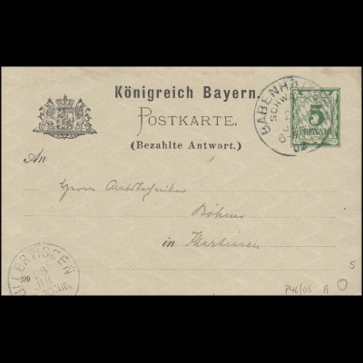 Bayern ANTWORTTEIL-Postkarte BABENHAUSEN/SCHWABEN 28.7.02 nach ILLERTISSEN 28.7.