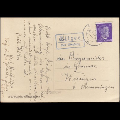 Landpost Ellzee über GÜNZBURG 28.2.1942 auf Ansichtskarte Kirche