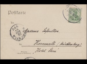 Bahnpost FRANKFURT (MAIN) - KASSEL ZUG 10721.8.1904 auf AK Badischer Schwarzwald