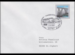 Müngstener Brücke & Bahnhofsfest Altona / Langenfelde, Brief SSt Hamburg 9.8.97