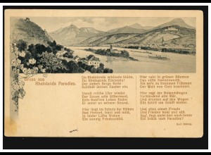 AK Gruss aus Rheinlands Paradies: Rheinpanorama Gedicht Karl Röhrig, UNKEL 1915