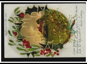 Künstler-Silberseidenkarte Landschaftsbild im Blumenoval, WETZLAR 21.2.01