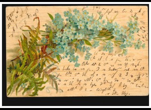 Blumen-AK Veilchenstrauss mit Farn, PREUSSISCH-FRIEDLAND 14.1.1904