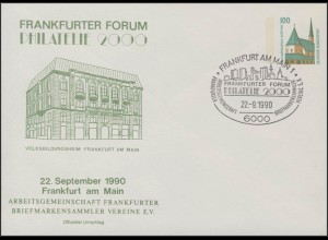 PU 290 SWK 100 Pf. Frankfurter Forum Volksbildungsheim PHILATELIE 2000, SSt 1990
